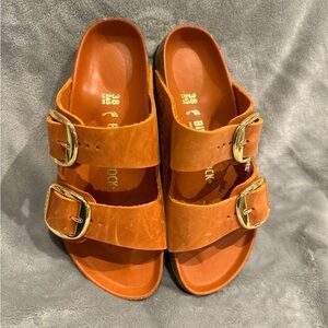 Women's Orange Buckle Sandals